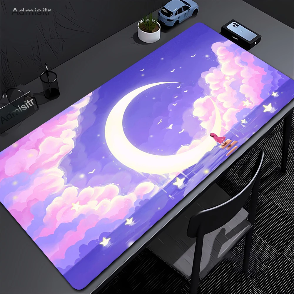 Large Moon Art Anime Mouse Pad XXL 90x40cm Computer Laptop Office Rubber Non-Slip Table Pads Long Desk Mat Gaming Keyboard Mats