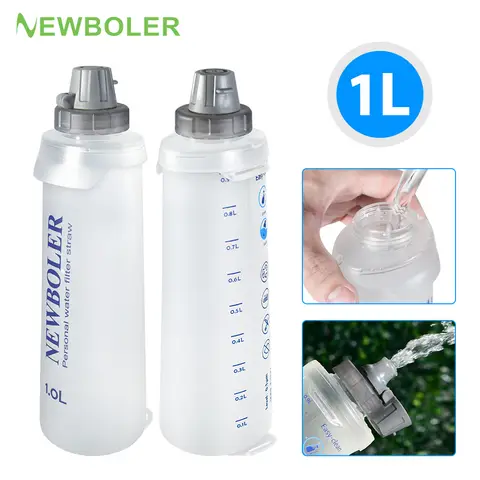 1L Folding Water Bottle TPU BPA-Free Collapsible Soft Flask Outdoor Sport Hiking Camping Running Portable Soft Water Bottle