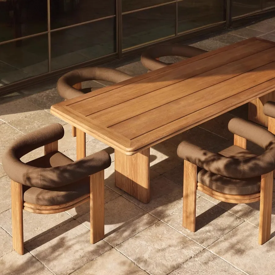 

！@Modern Simple Leisure Dining Room Chair Waterproof Outdoor Solid Wood Table Chair for Hotel Villa Outdoor Armrest Single Chair
