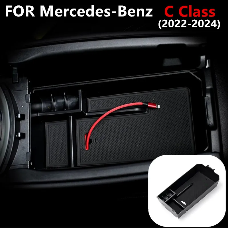 

Car Armrest Box Storage Box Organizer Storage Box Central Storage Box For Mercedes Benz C Class 2022-2024 W206 Auto Accessories