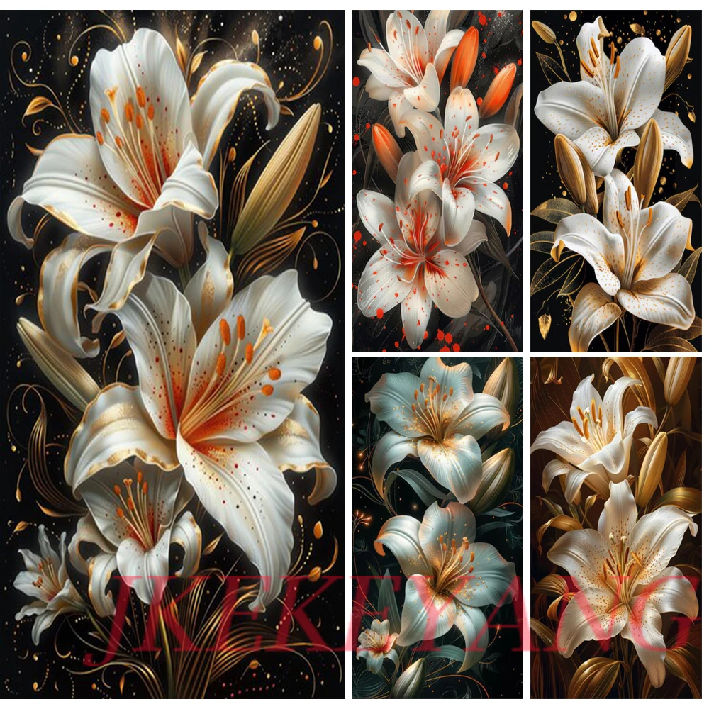 DIY Diamond Painting Cross Stitch Kit Beautiful Lily Flowers Full Square Diamond Mosaic New Collection 2024 Home Decor Gift