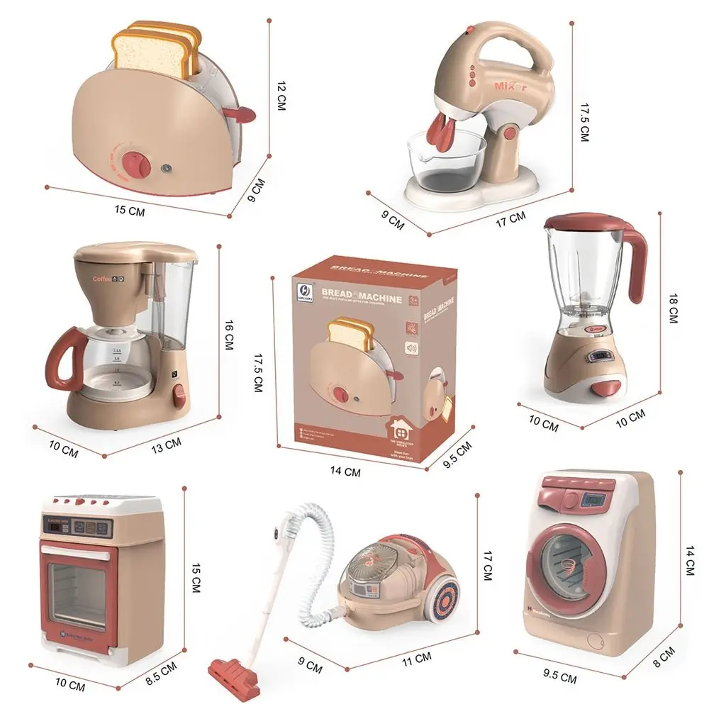 Utensílios de cozinha eletrodomésticos conjunto de brinquedos máquina de café elétrica aspirador de pó crianças brincar casa fabricante de pão forno