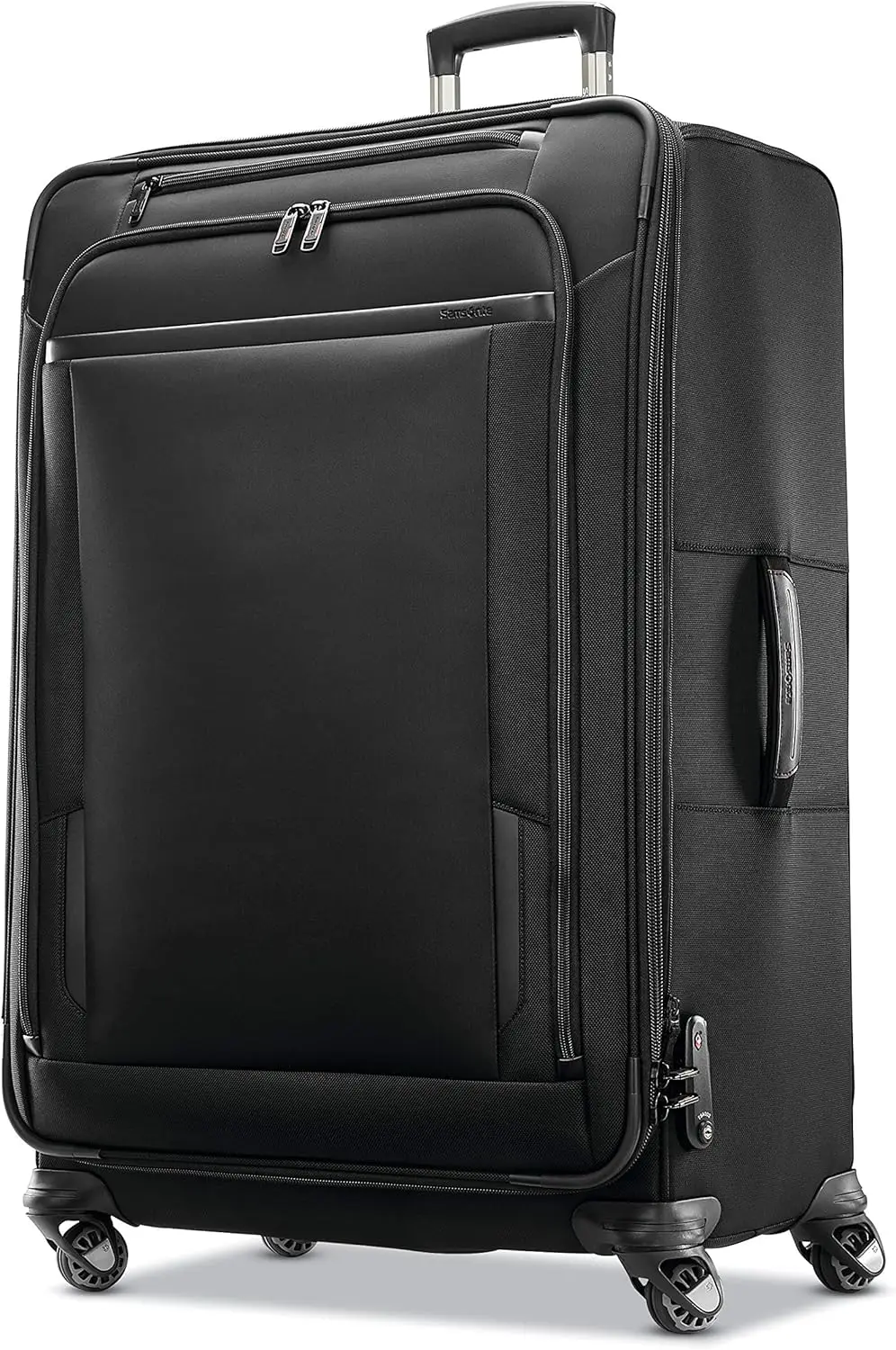 Pro Travel Softside Expandable Luggage With Spinner Wheels, Black, Checked-Large 29-Inch