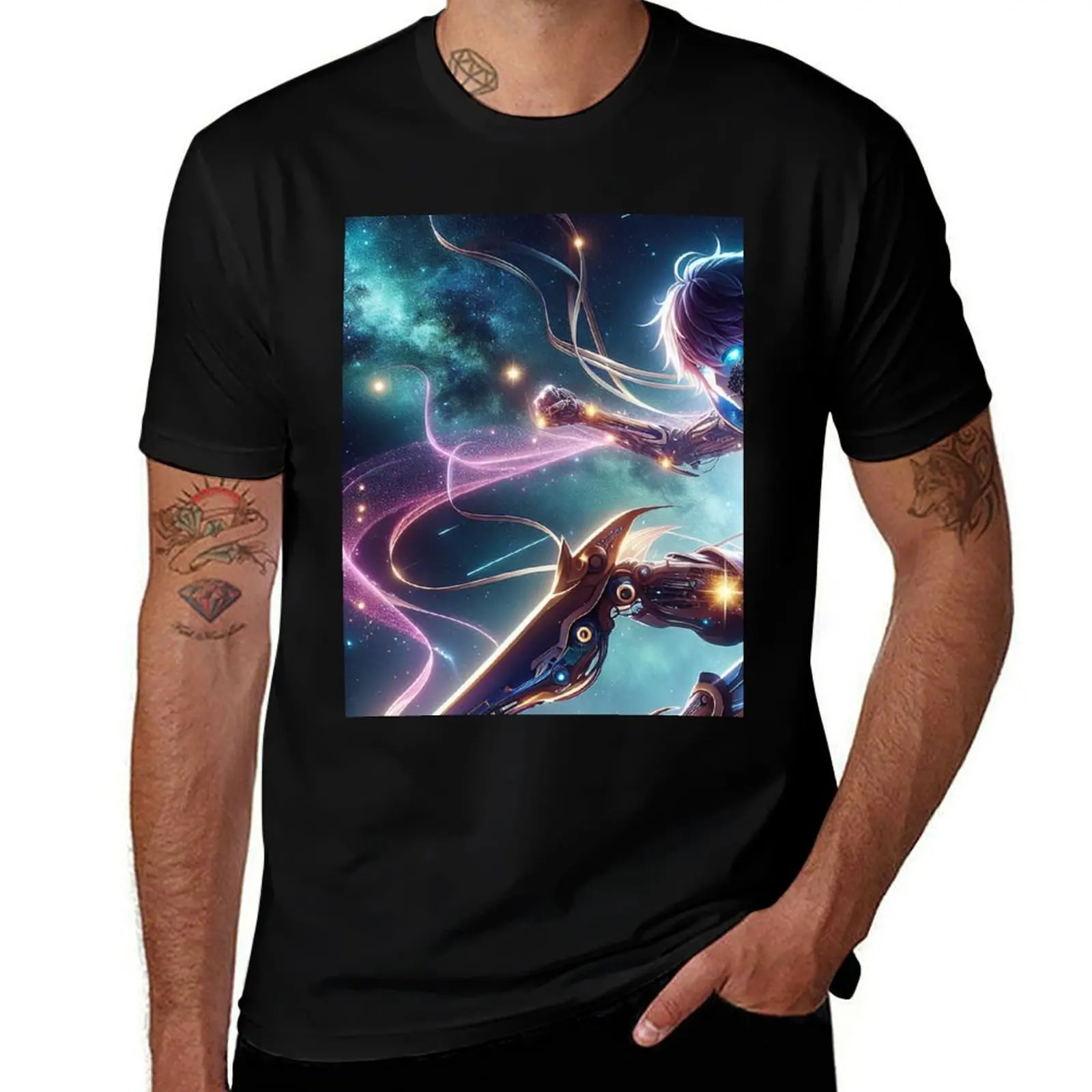 

Cosmic Cyborg Warrior T-Shirt boys whites T-shirts oversize vintage clothes shirts graphic Men's t-shirts