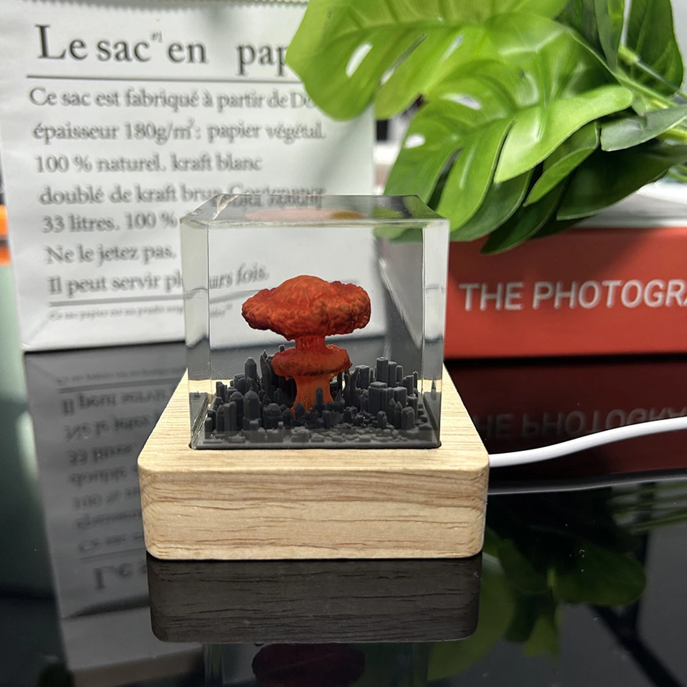 Lámpara de nube de setas de explosión Nuclear, modelo de bomba Nuclear de resina, lámpara de atmósfera, carga USB para decoración del hogar y la sala de estar