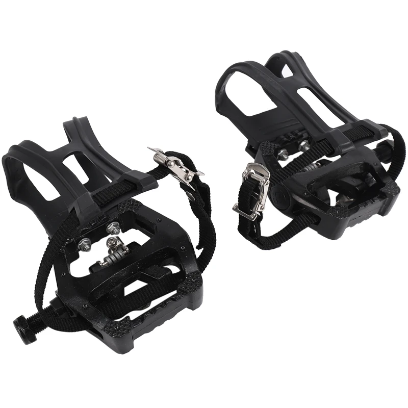 SPD Pedals With Toe Clip Straps For Shimano SPD Pedals Bike Peloton Pedals Indoor Exercise Cycling Pedals