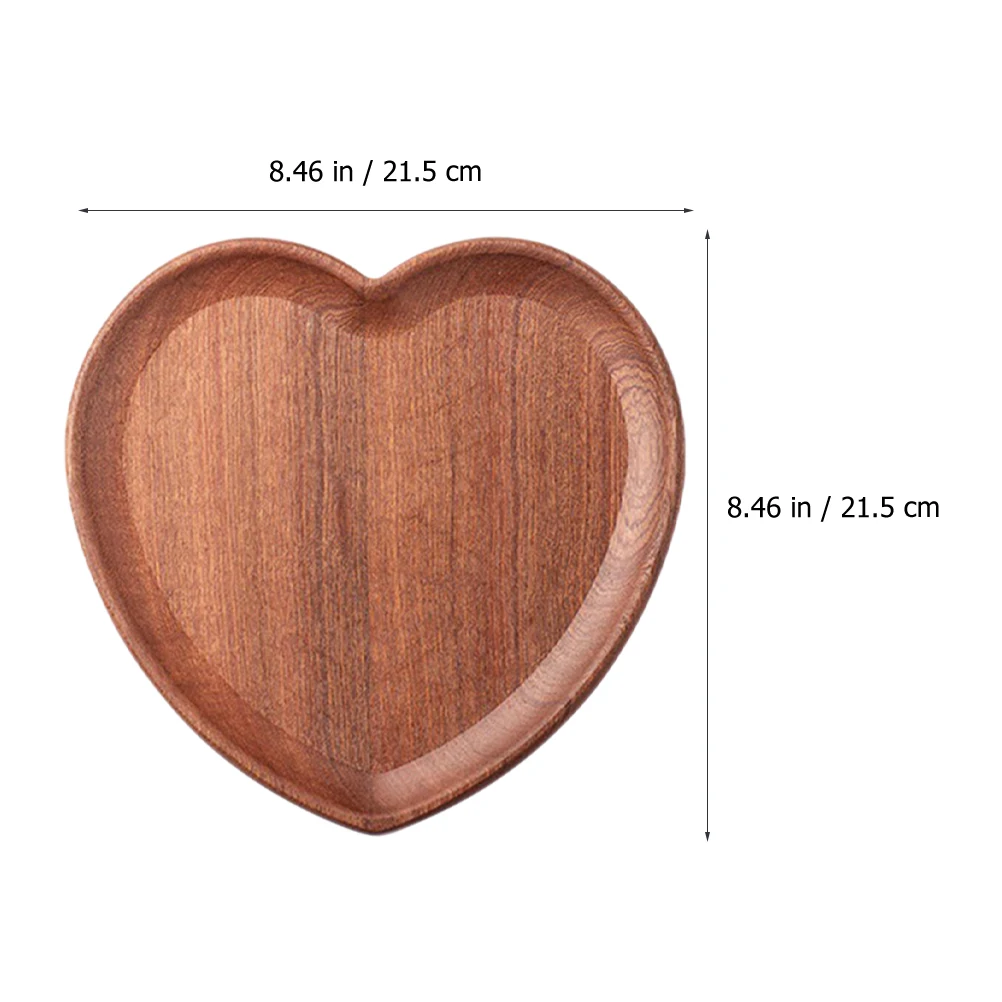 

Vintage Heart Dessert Snack Fruit Reusable Wooden Plate Portable Lightweight Bread Storage Dish Home Kitchen Gadget For Desktop