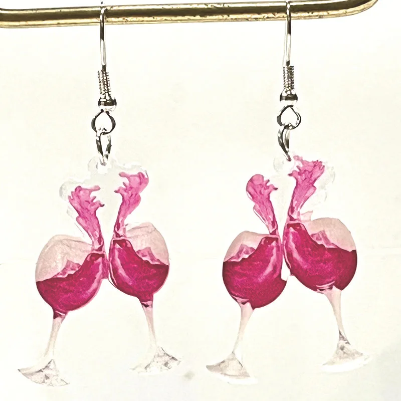 Goblet Wine Cup Earrings Faceless Elderly Man Wine Cup Coffee Cup Goblet Pendant Earrings For Women