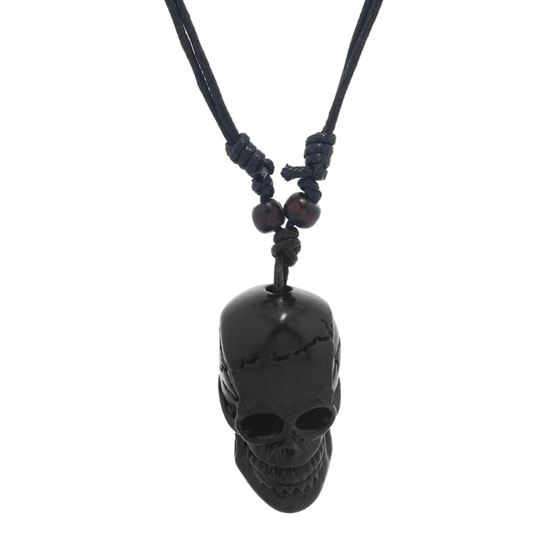 Gothic Skull Pendant Necklace Skeleton Charm Long Chain for Men Women Jewelry C1FC