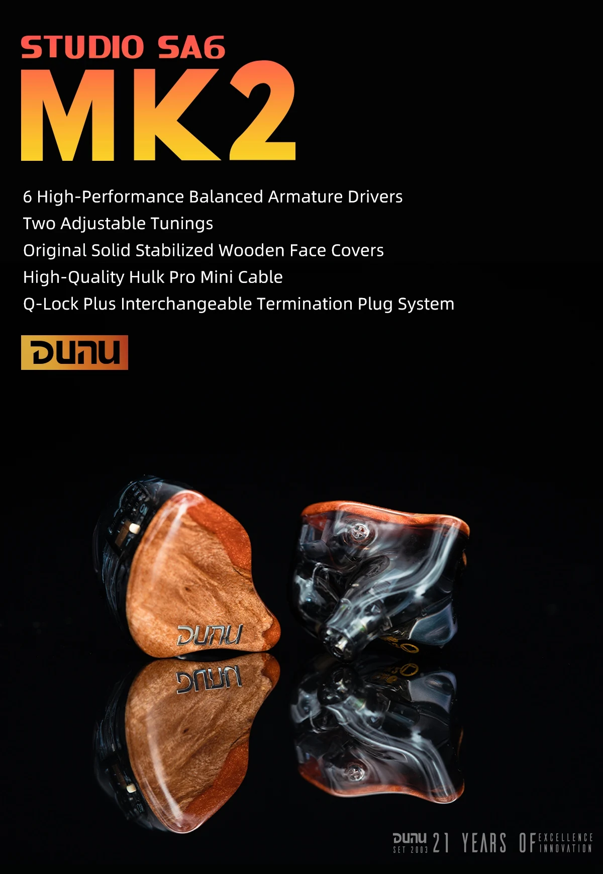 イヤホン DUNU SA6 MK2 Dunu sa6 mkii/mk2 6ba monitores intra-auriculares iems 6 drivers