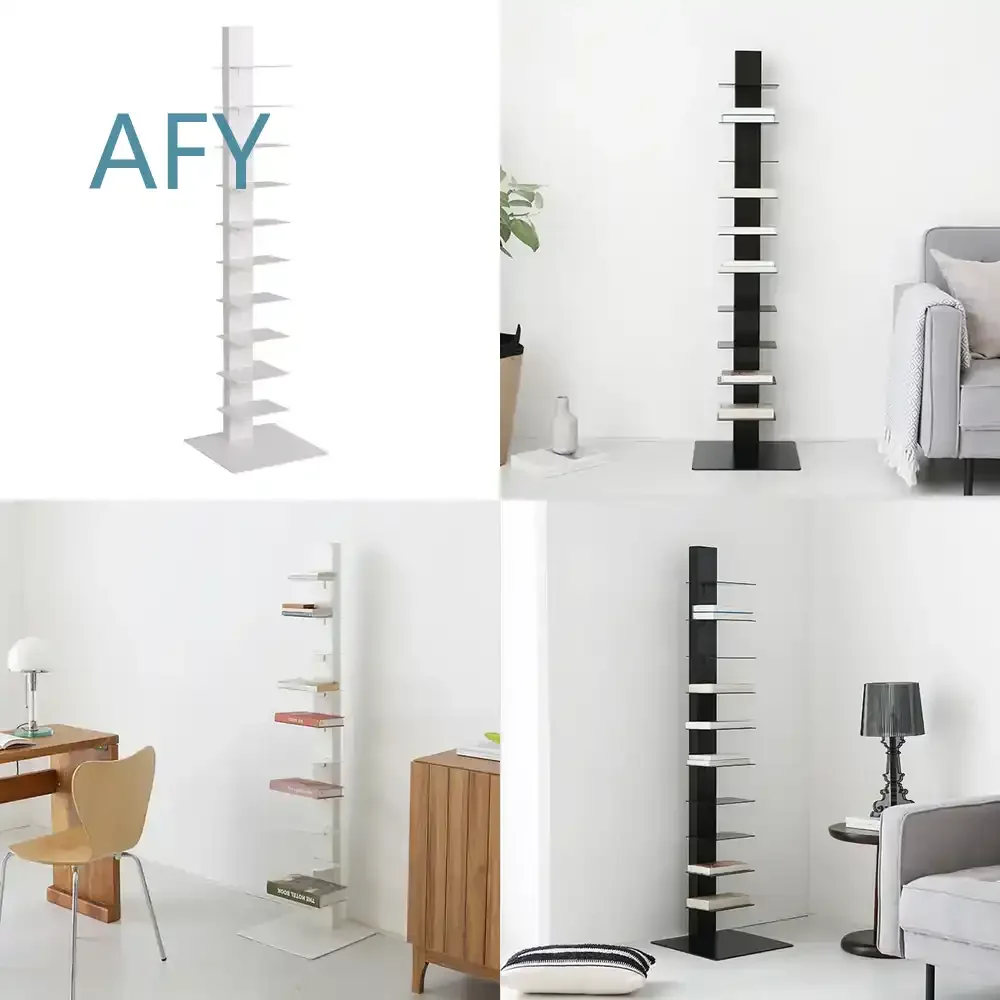 Invisible Steel Bookshelf for Living Room Floor Small Narrow Wrought Iron Bookcase for Children Home Office Study Space