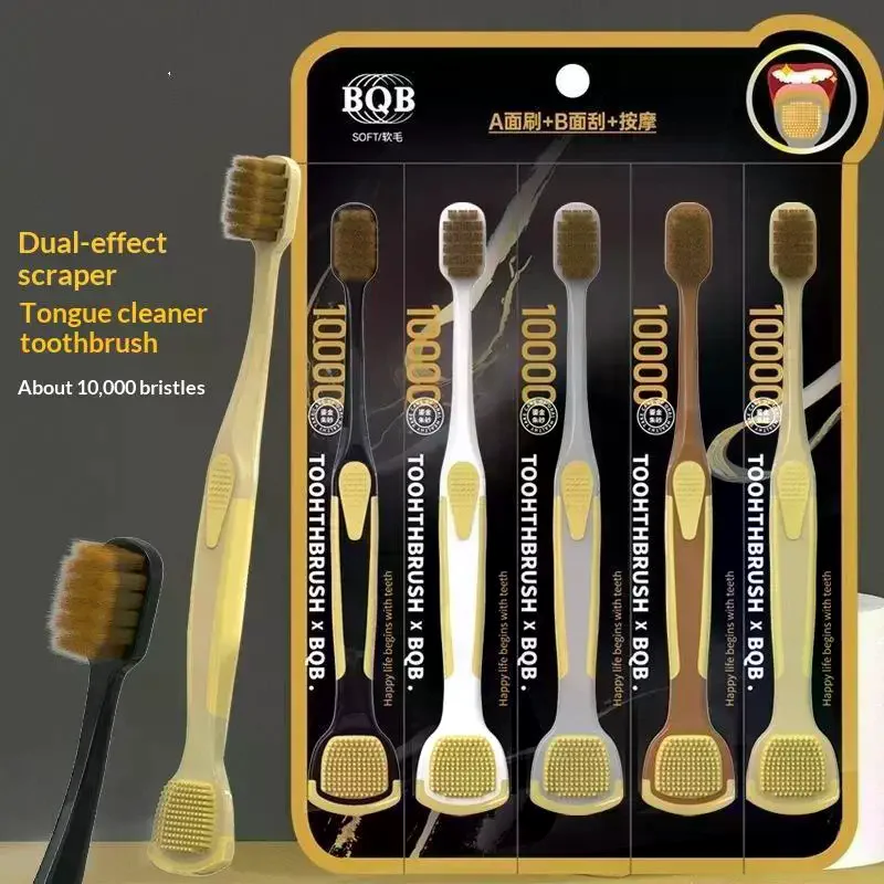 Tongue Coating Cleaner Toothbrush 2-in-1, Suitable Deep Oral Cleaning Whitening Families, Schools, Traveling Couples Fresh