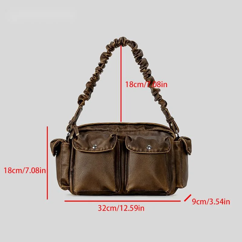 Bolso de mano de cuero PU suave para mujer, cartera Vintage para motocicleta, multibolsillo, diseño de gran capacidad, bolso de hombro para fiesta