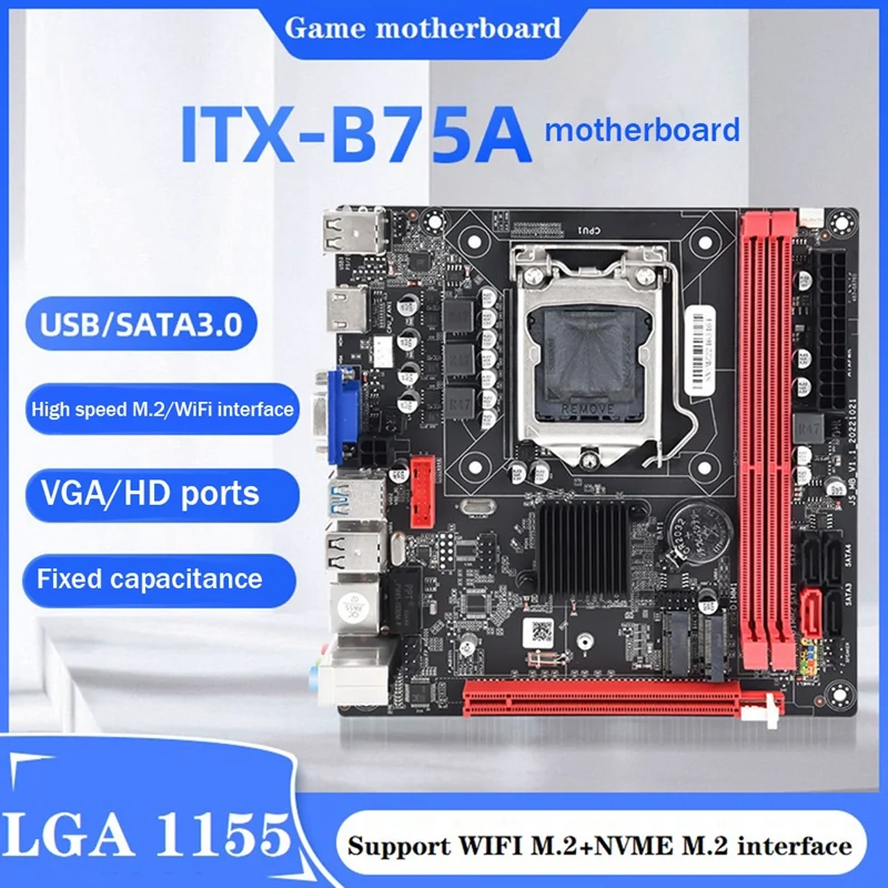 

1Set B75A (B75) Motherboard+SATA Cable+Baffle LGA1155 2XDDR3 RAM Slot NVME M.2+WIFI M.2 Interface USB3.0 SATA3.0 Motherboard