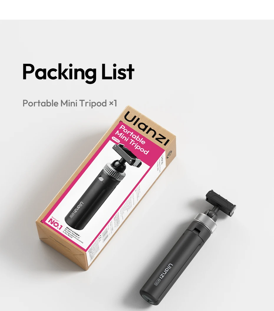 Ulanzi MT95 Portable Mini Tripod Selfie Stick for DJI Osmo Action 6/Nano 5/4/3 for Insta360 X5/X6 for Gopro Tripod for Vlog