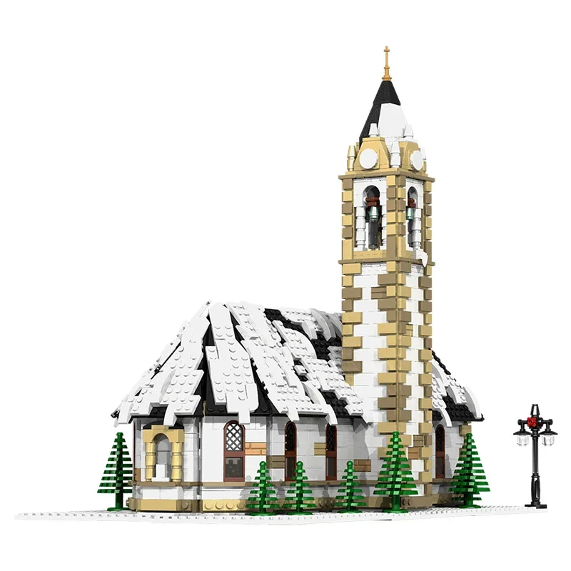 Moc inverno aldeia-café bloco de construção conjunto retro pequena igreja modelo natal cabine tijolo bloco brinquedo para crianças presente natal