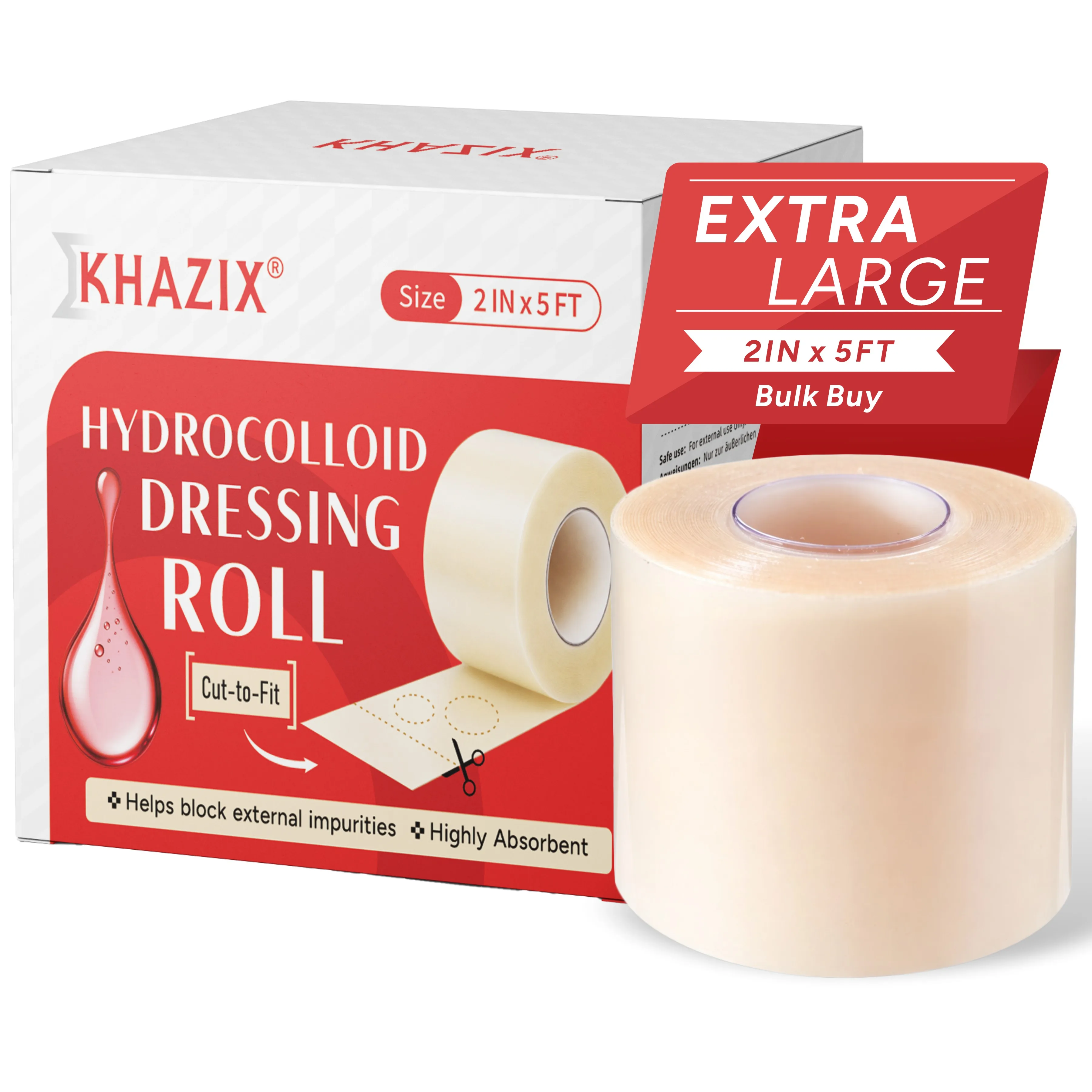 1 Roll of Hydrocolloid Wound Care Roll, Self-Adhesive Waterproof Absorbent Bandage for First Aid Use.