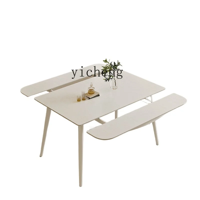 

Tqh Stone Plate Dining Table Foldable Retractable Household Small Apartment Square Dining Table Variable round Table