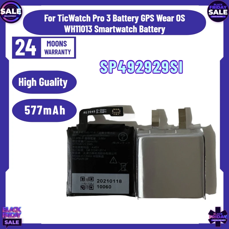 

3.88V 577mAh SP492929SI Battery for TicWatch Pro 3 Battery GPS Wear OS WH11013 Smartwatch Battery
