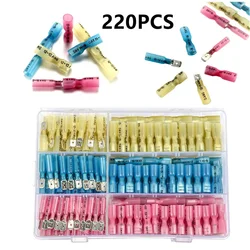 220PCS Waterproof Insulated Butt Wire Connector Heat Shrink Crimp Terminals Kit Male Female Electrical Cable Spade Terminal