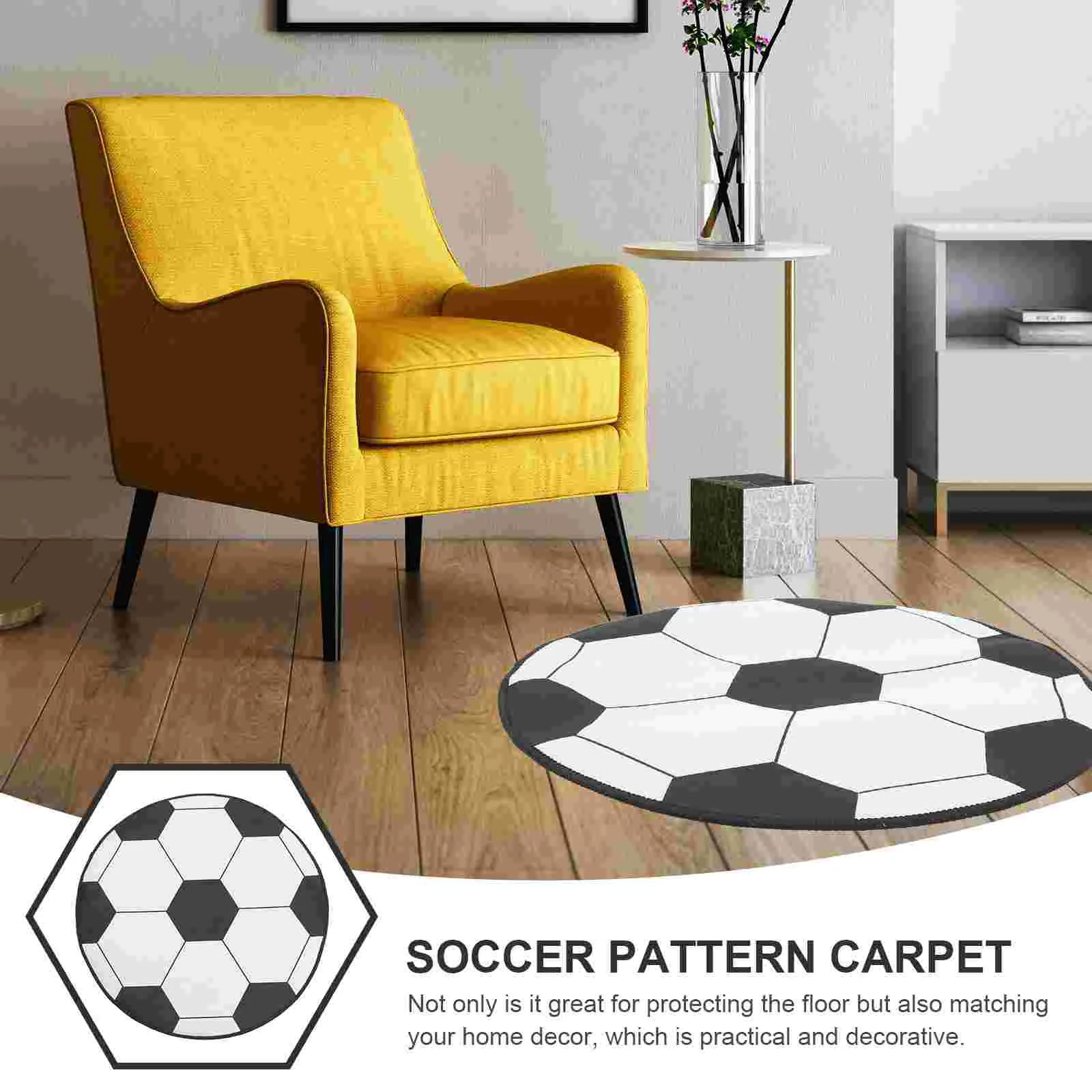 White Rug Football Computer Chair Mat Floor Pad Sports Fluffy Area Polyester Round Child Fur