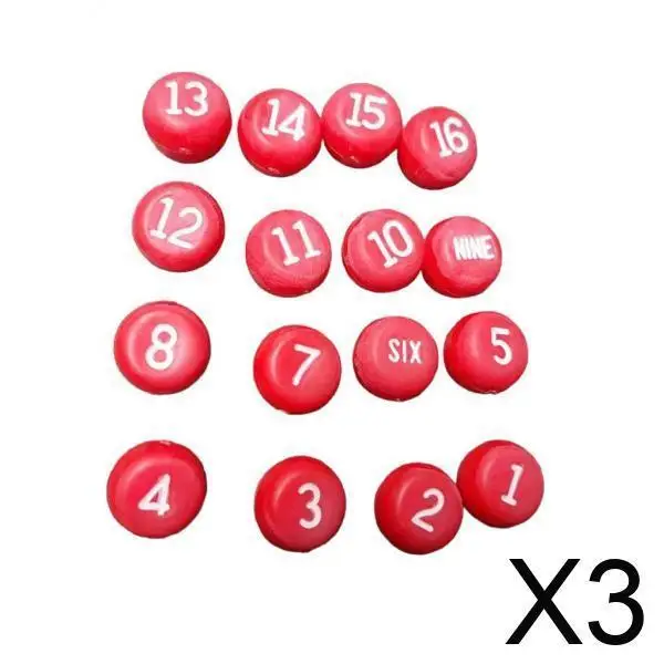 

3x Tally Balls Tally Ball Set 16Pcs Red with White Number Tally Peas Pool Dice for Pea Pool Kelly Pool Bottle Billiard Hall Room
