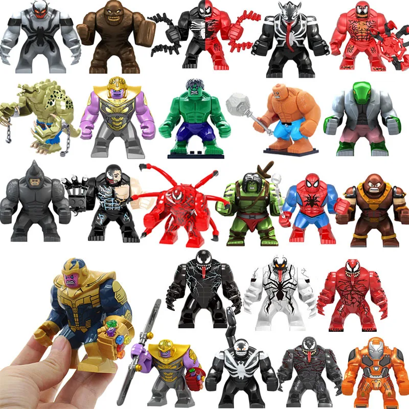 Anime figures Marvel Venom Black Panther Building Blocks Hulk Lizard Big Action Figures Bricks Assembles Toys Gifts