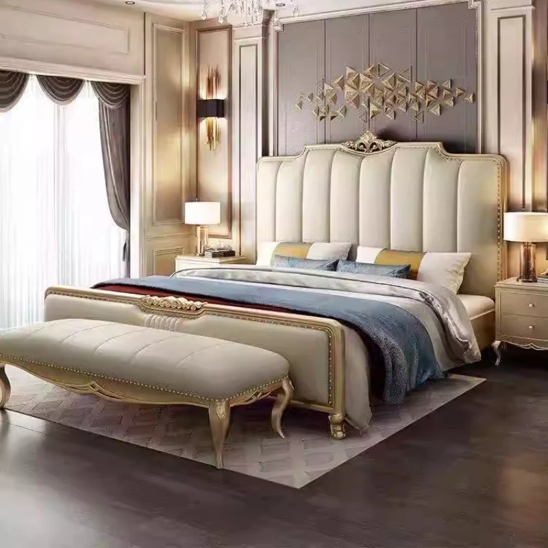 

Fashionable Apartment Bed Headboard Design Bedroom Classic High Quality Bed Wedding Create Modern Cama De Casal Nordic Furniture