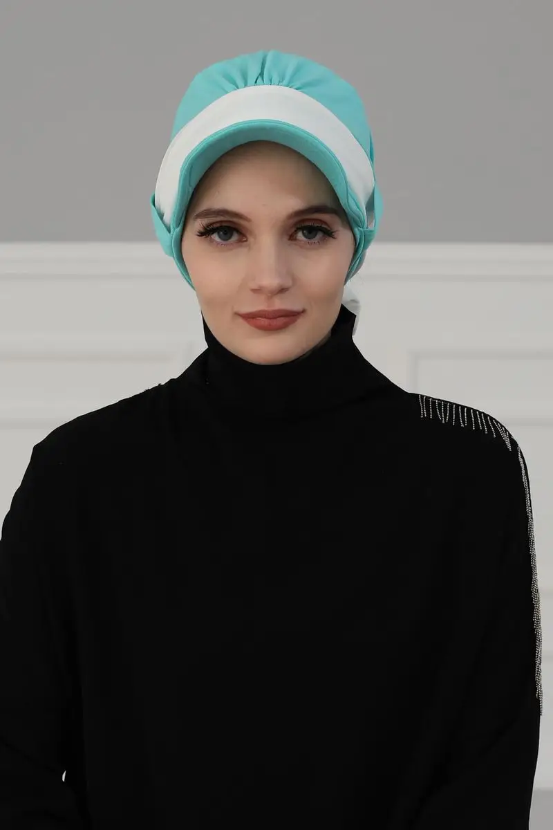 Chiffon cinto chapéu osso turquesa