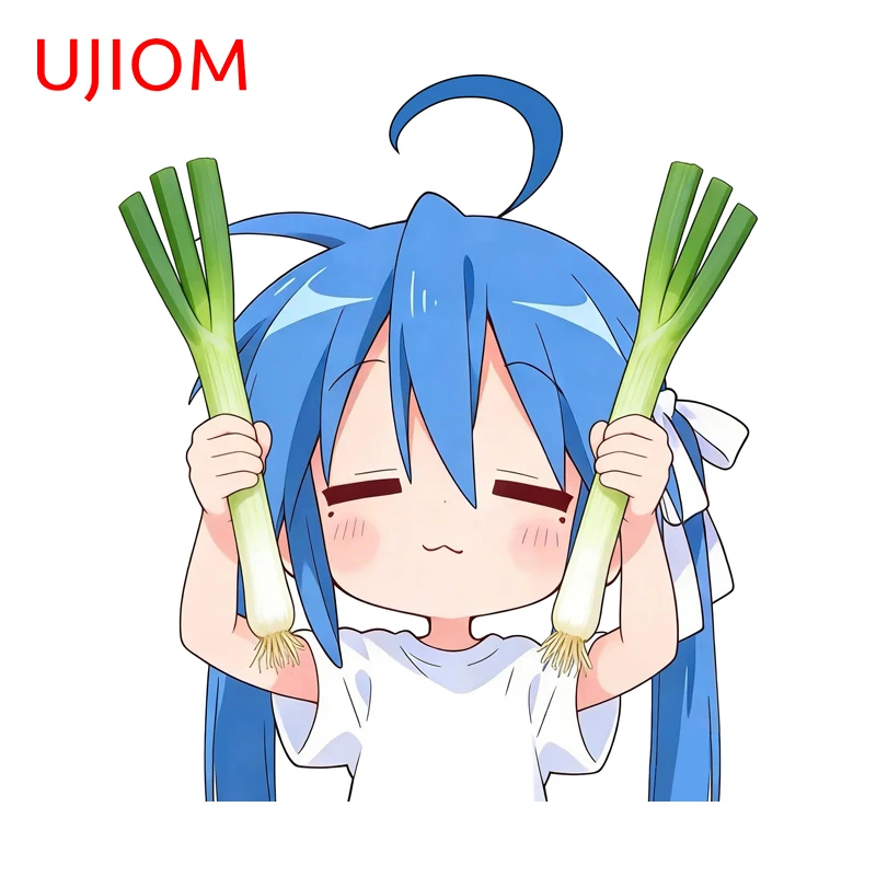 UJIOM Konata Izumi Anime Girl Holding Scallion Wall Sticker Kawaii Sunscreen Vinly Decal Wardrobe Room Decoration Accessories