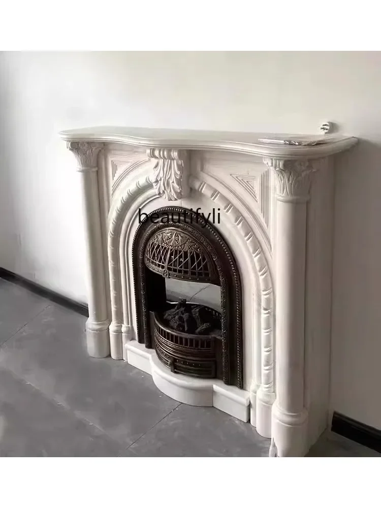 L1 Marble French mantel European carving simple natural white marble stone stone carving decorative cabinet customization