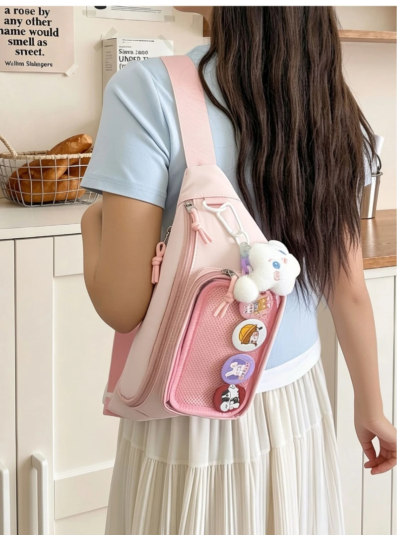 Neue süße Anime Ita Bag – Stylische Damen-Outdoor-Fahrrad-Umhängetasche, transparente Bauchtasche für Mädchen, DIY Comic-Display-Schultertasche – Detail 4