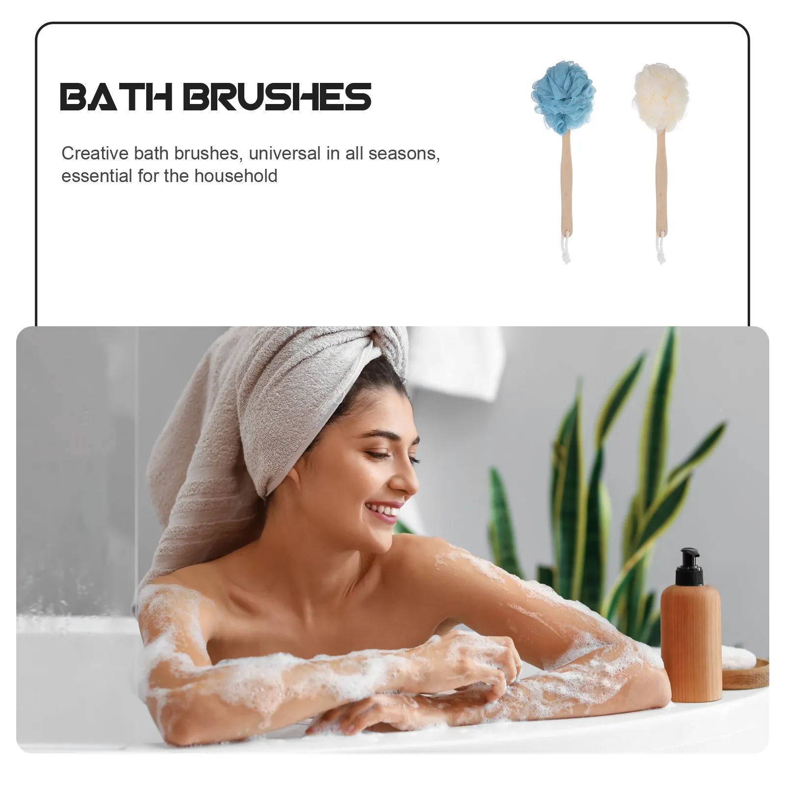 

2Pcs Heavy Duty Wooden Bathing Brush Long Handle Body Scrubber for Relaxing Massage Efficient Cleaning Tool Universal Shower