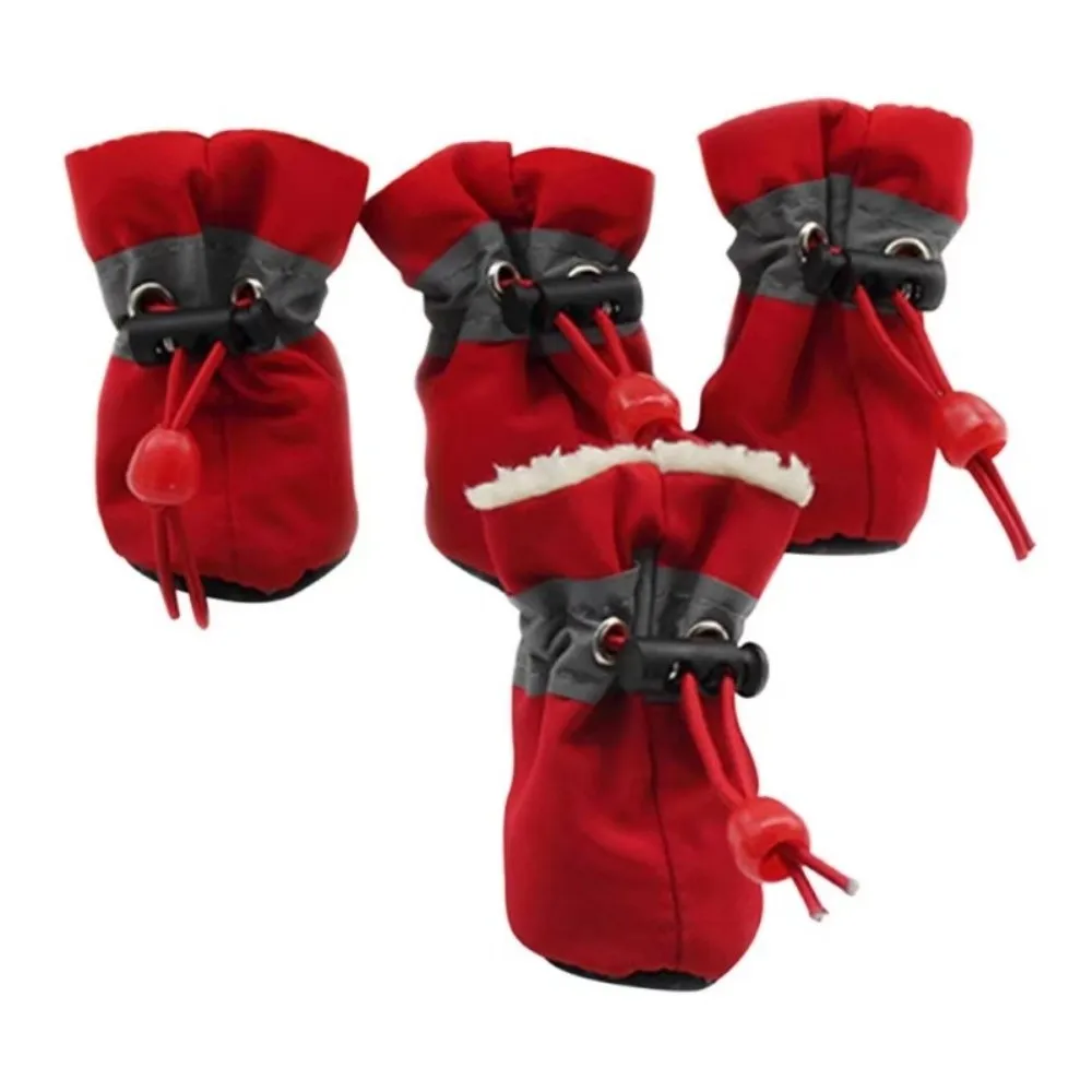 4Pcs Anti-Scratch Pet Dog Shoes Strong Grip with Reflective Trim Pet Protection Shoes Does Not Fall Off Wear-Resistant
