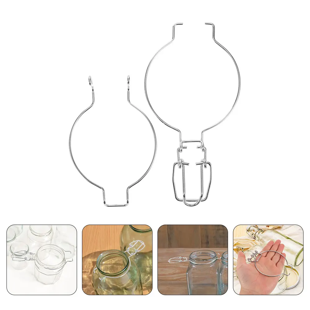 

4 Pcs Sealing Clips Stainless Steel Handles for Glass Jars Wide Mouth Mason Jar Fastenings Canning Wire Locking Clamps Storage