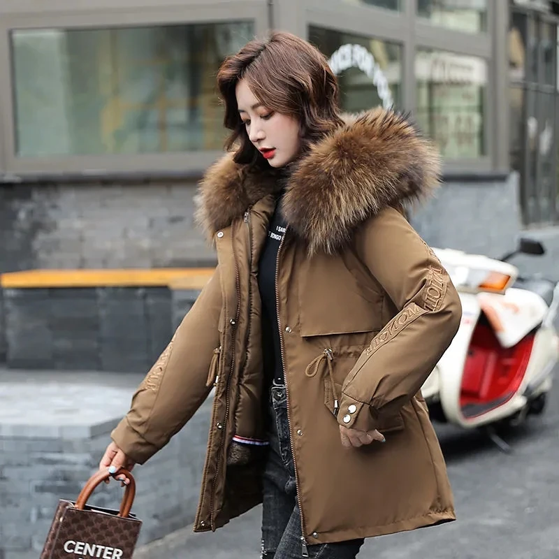 One Dress And Three Wearing College Style  Imitation Rabbit Fur Coat Korean Students Detachable Down Cotton-padded Jacket With.