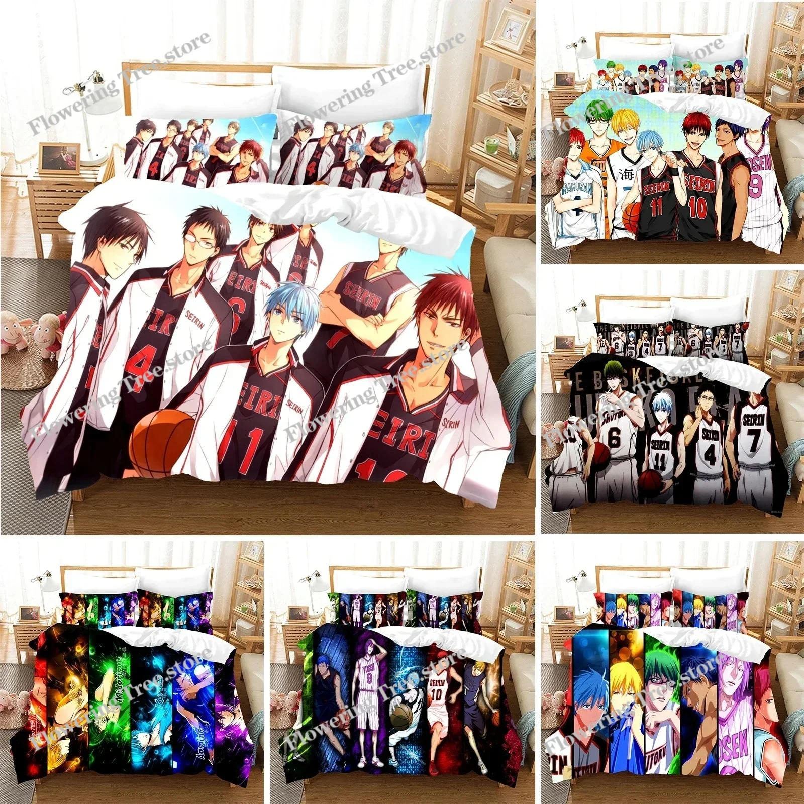 

Anime Kids Kuroko's Basketball Bedding Set 3D Print Comforter Luxury Duvet Cover Set Home Textile Queen King Single Size Cartoon