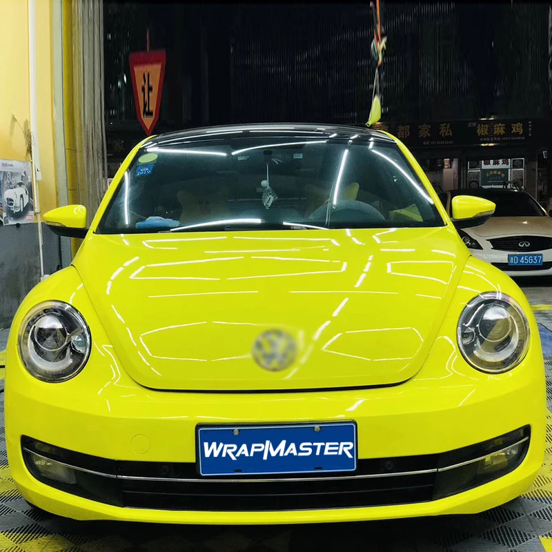 

Wrapmaster Супер глянцевая кристаллическая лимонная желтая автомобильная пленка, виниловая самоклеящаяся пленка из ПВХ