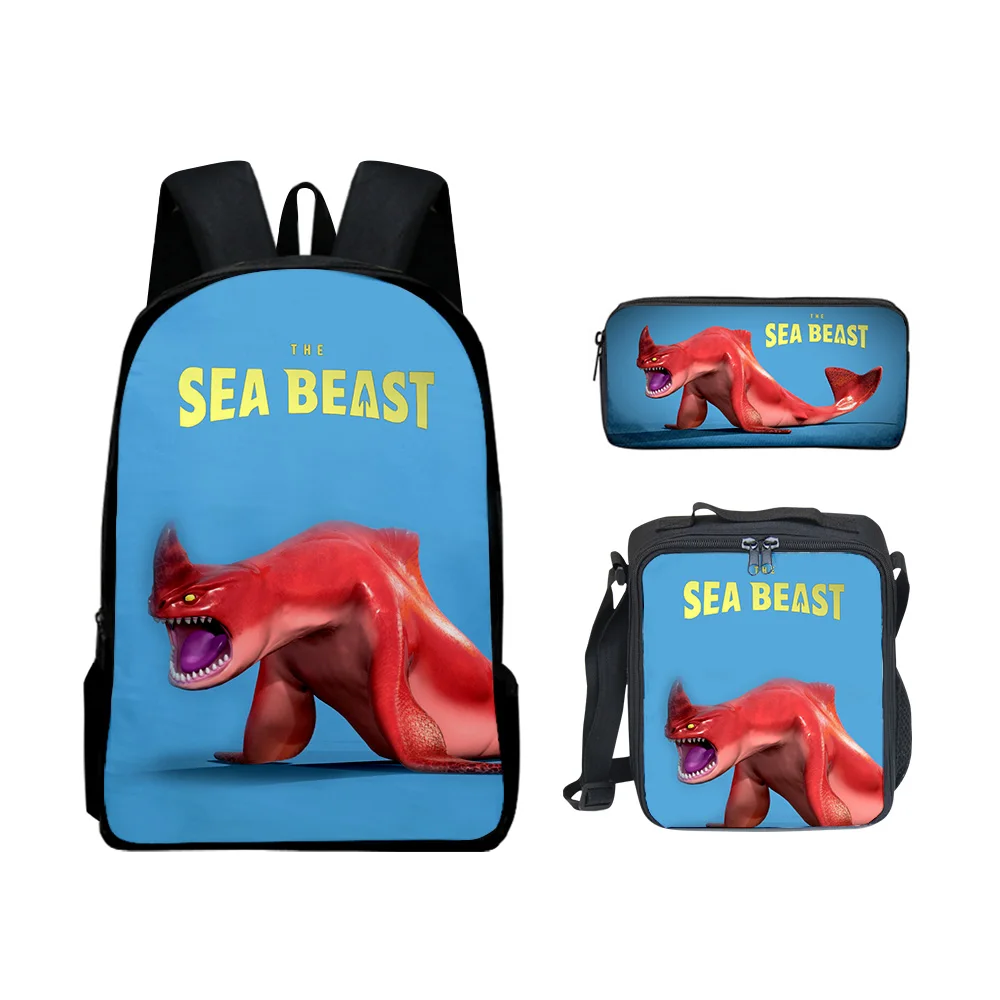 Creative Fashion Novelty the sea beast 3D Print 3pcs/Set pupil School Bags Laptop Daypack Backpack Lunch bag Pencil Case