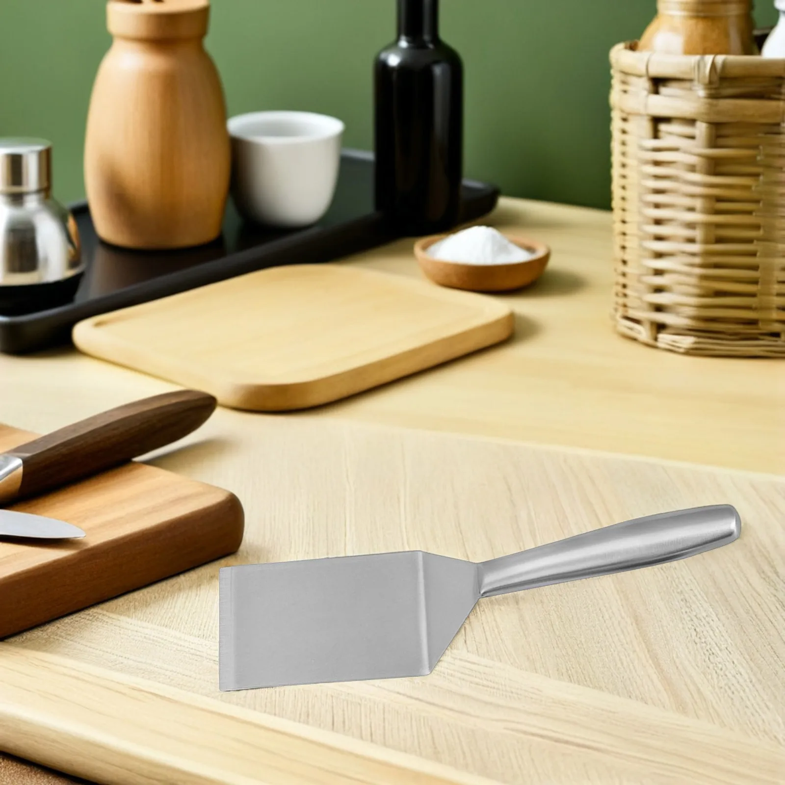 

Stainless Steel Steak Spatula Curved Head Hollow Design Oil Filter Frying Cooking Tool Heat Resistant Kitchen Gadget