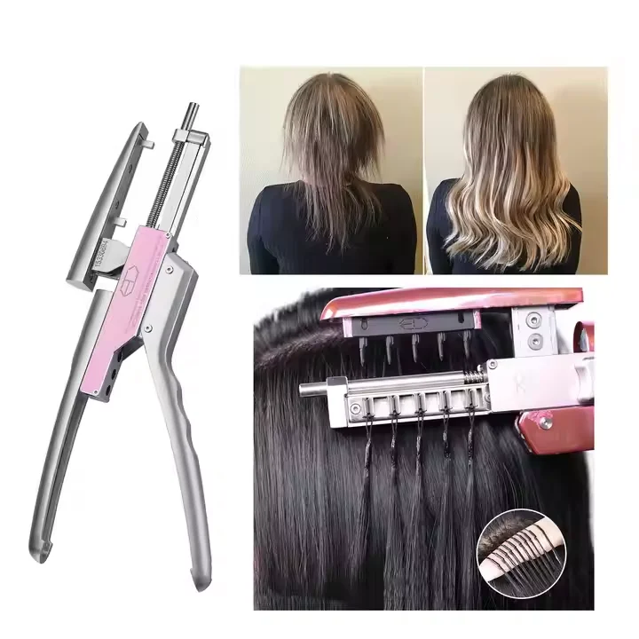 Extensor de cabelo 6D 2a / 1a geração extensor de cabelo loiro com fivela de cabelo