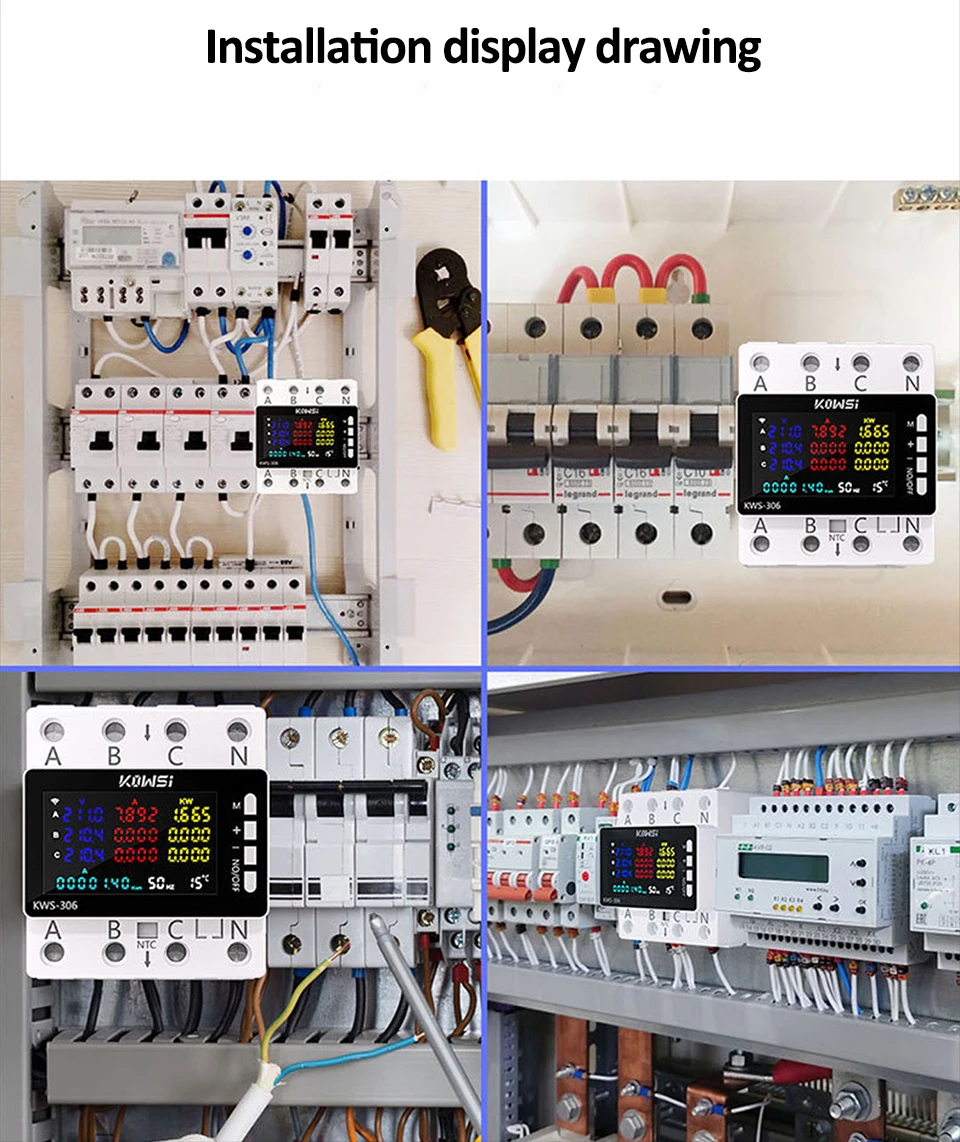 TUYA Wifi Power Energy Meter AC Monitor AC 85-290V 80A 3 Phase 4-draht DIN Schiene über Unter Spannung Schutz Strom Meter – Detail 16