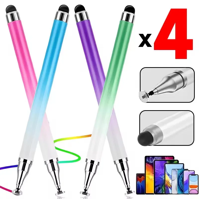 Lápiz óptico Universal 2 en 1 para teléfono inteligente, tableta, dibujo, lápiz capacitivo, pantalla táctil Android, para iPhone y Samsung, 4/1 Uds.