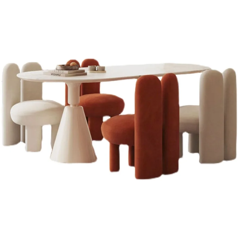 Cream Wind Internet Celebrity Dining Table and Chair Combination Designer Personality Light Luxury Simple Modern Dining Table
