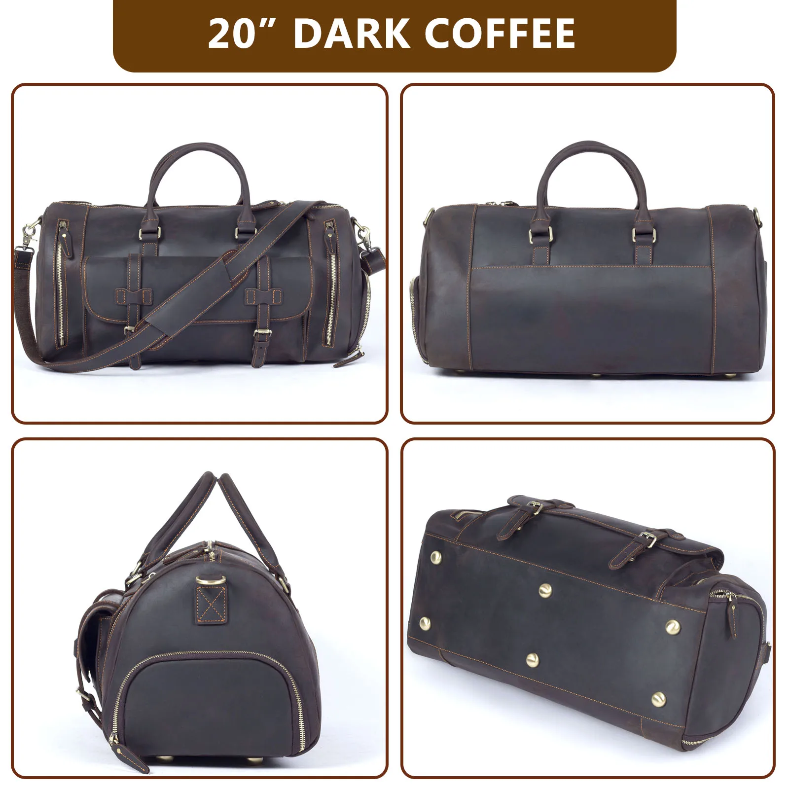 S.WORKER Echtleder-Reisetasche Klassische Vintage Vollnarbenleder-Reisetasche Wochenendtasche Sporttasche Handtasche – Detail 25