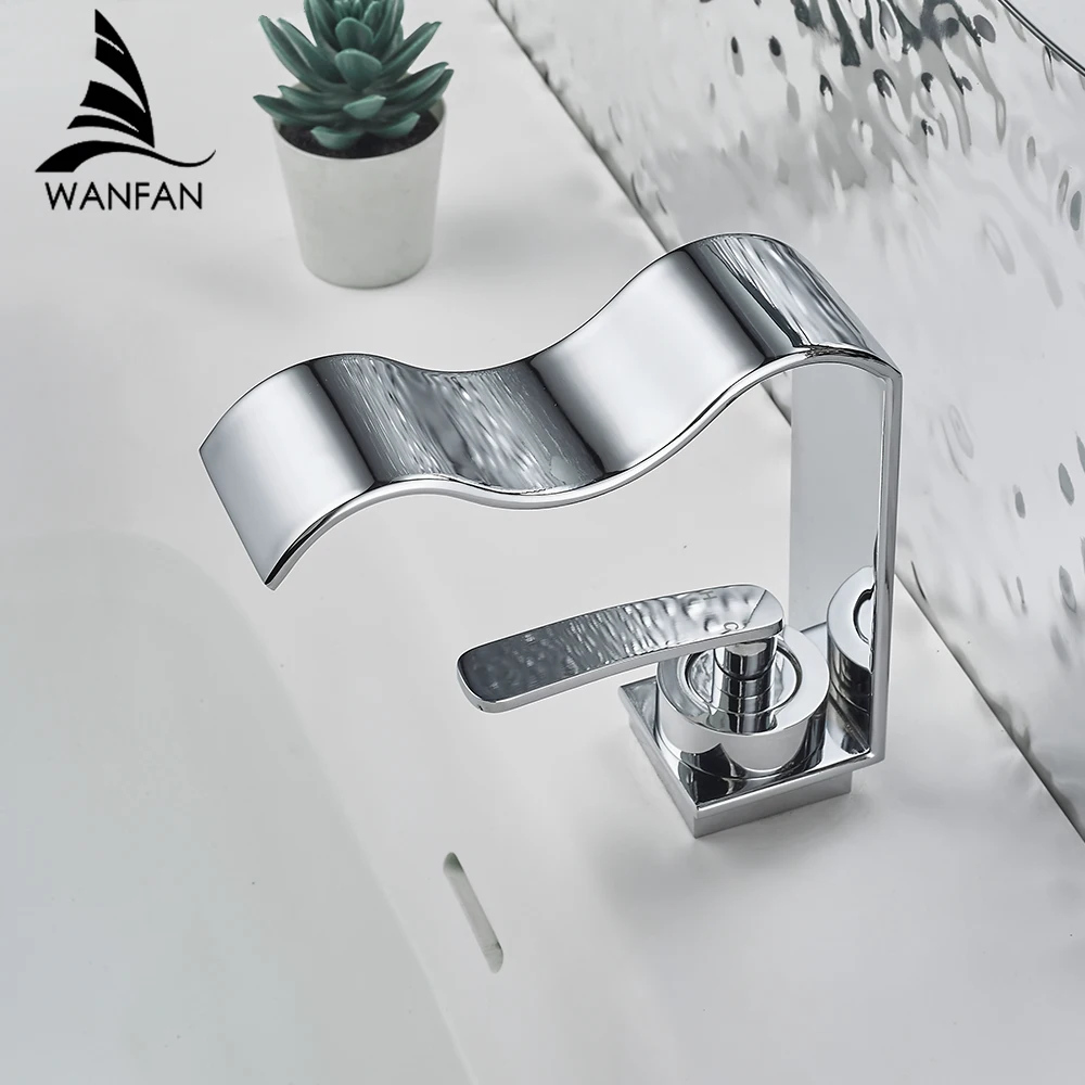 

Basin Faucet Waterfall Black with Brushed Bathroom Basin sink Faucet Cold and Hot Water Mixer Single Handle Bathroom Taps 855951