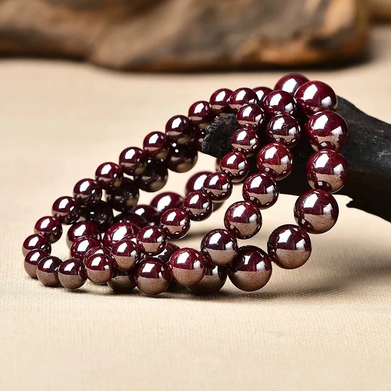

2026 Dragon Year Authentic Natural Raw Cinnabar Bracelet Hand Polished High Content Wusha Unpressed Lucky Bracelet for Women Men