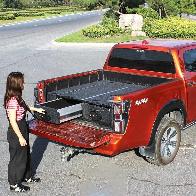 pickup steel truck bed tool storage box with drawers for ranger hilux tacoma drawer