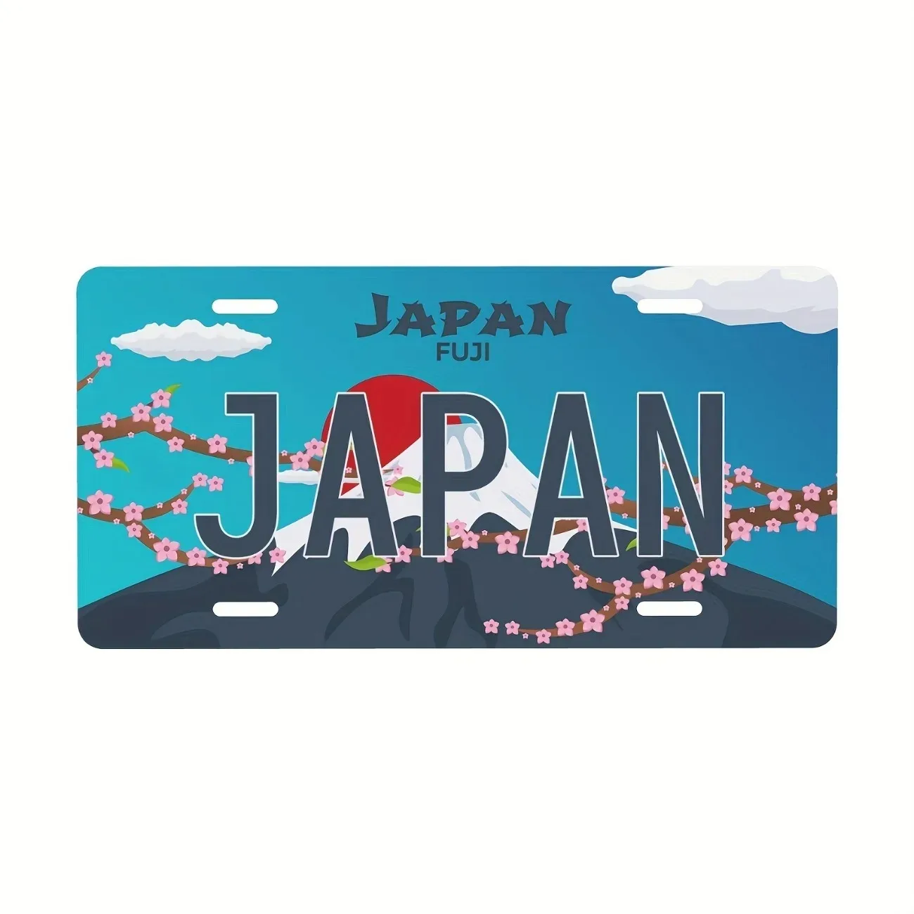 1 Pieza Placa de Matrícula de Aluminio Estilo JDM Monte Fuji, Réplica Personalizada Impermeable para Decoración de Pared de Garaje o Coche (Solo Decoración)