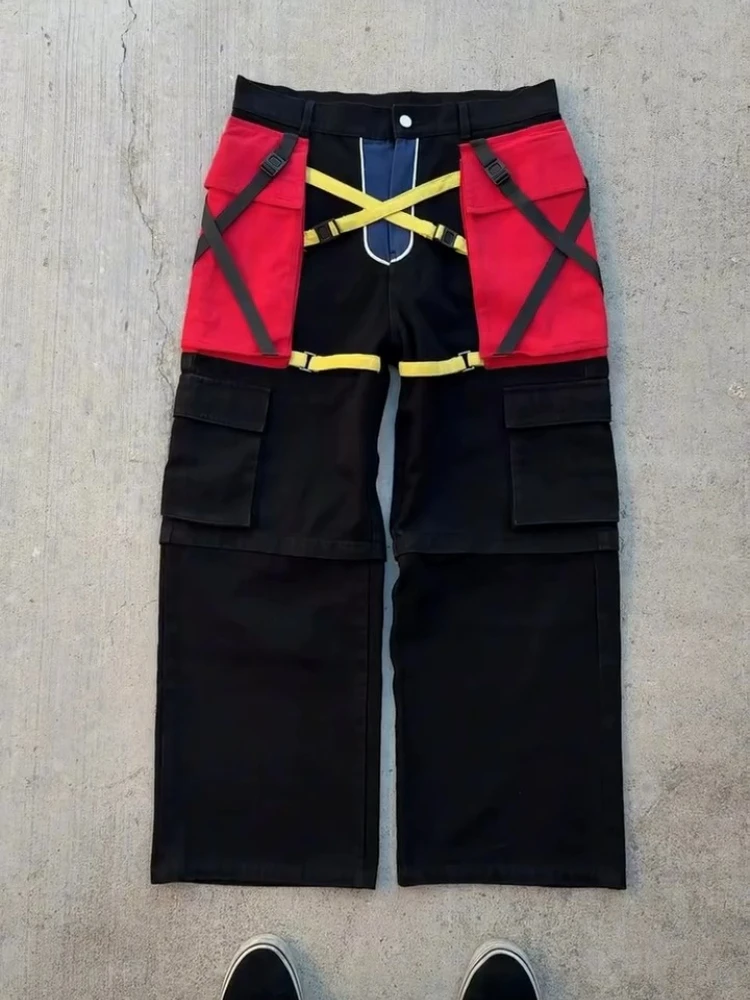 

Y2K Harajuku High Street Брюки Красочные Несколько Карманов Аниме Брюки-карго Хип-Хоп Ретро Модная Уличная Одежда Унисекс Мешковатые Брюки